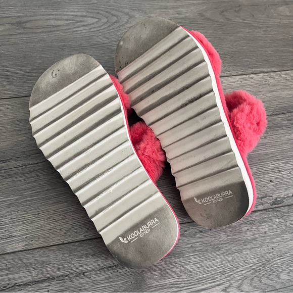 Koolaburra By UGG Faux Fur Slides Sandals Coral Comfy - Picture 4 of 5